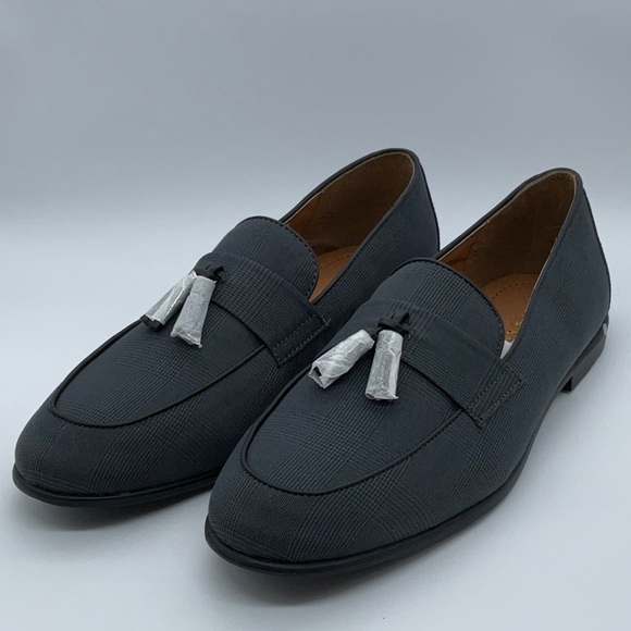 Topman Grey Piper Check Tassel Loafers 